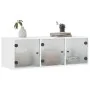 Mueble de pared con puertas de vidrio blanco 102x37x35 cm de , Taquillas y armarios de almacenamiento - Ref: Foro24-836511, P...
