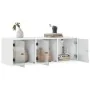 Mueble de pared con puertas de vidrio blanco 102x37x35 cm de , Taquillas y armarios de almacenamiento - Ref: Foro24-836511, P...