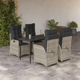 Set comedor de jardín 5 pzas cojines ratán sintético gris claro de , Conjuntos de jardín - Ref: Foro24-3213277, Precio: 639,0...