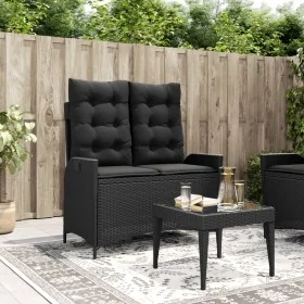 Sillón reclinable de jardín con cojines ratán sintético negro de , Bancos de jardín - Ref: Foro24-368236, Precio: 182,96 €, D...