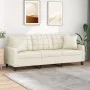 Sofá de 3 plazas con cojines cuero sintético color crema 180 cm de , Sofás - Ref: Foro24-3200809, Precio: 249,99 €, Descuento: %
