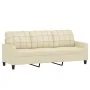 Sofá de 3 plazas con cojines cuero sintético color crema 180 cm de , Sofás - Ref: Foro24-3200809, Precio: 249,99 €, Descuento: %