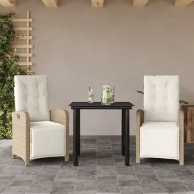 Sillas y mesita de jardín 3 piezas ratán sintético cojín beige de , Conjuntos de jardín - Ref: Foro24-3212577, Precio: 374,19...