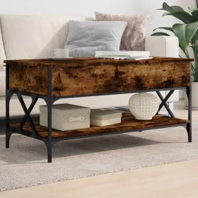 Mesa de centro madera ingeniería metal roble humo 100x50x50 cm de , Mesas de centro - Ref: Foro24-845358, Precio: 87,80 €, De...