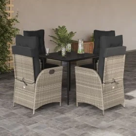 Set comedor de jardín 5 pzas cojines ratán sintético gris claro de , Conjuntos de jardín - Ref: Foro24-3213275, Precio: 625,5...