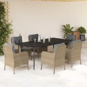 Set comedor de jardín 7 pzas con cojines ratán sintético beige de , Conjuntos de jardín - Ref: Foro24-3211981, Precio: 835,92...