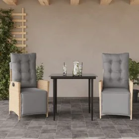 Set comedor de jardín 3 pzas con cojines ratán sintético beige de , Conjuntos de jardín - Ref: Foro24-3213448, Precio: 362,31...
