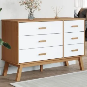 Mesita de noche OLDEN madera maciza de pino blanco y marrón by , Drawers - Ref: Foro24-358593, Price: 192,18 €, Discount: %