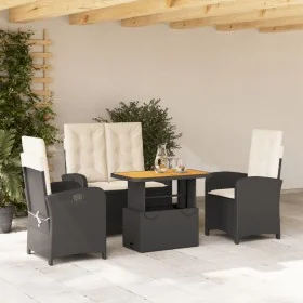 Juego comedor jardín 4 piezas con cojines ratán sintético negro de , Conjuntos de jardín - Ref: Foro24-3277323, Precio: 492,3...