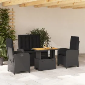 Juego comedor jardín 4 piezas con cojines ratán sintético negro de , Conjuntos de jardín - Ref: Foro24-3277335, Precio: 530,4...
