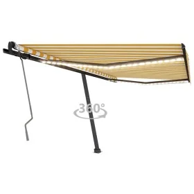 Toldo manual retráctil con LED amarillo y blanco 450x300 cm by , Awnings - Ref: Foro24-3069763, Price: 503,38 €, Discount: %