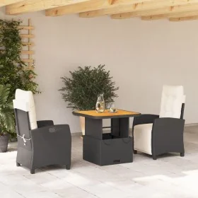 Set comedor de jardín 3 pzas con cojines ratán sintético negro by , Garden sets - Ref: Foro24-3277375, Price: 341,43 €, Disco...