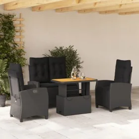 Juego comedor jardín 4 piezas con cojines ratán sintético negro de , Conjuntos de jardín - Ref: Foro24-3277396, Precio: 585,1...