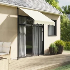 Toldo retráctil de tela y acero crema 150x150 cm by , Awnings - Ref: Foro24-368744, Price: 71,11 €, Discount: %