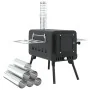 Estufa leña de tienda con chimenea patas plegables acero negro de , Chimeneas - Ref: Foro24-4005748, Precio: 148,39 €, Descue...
