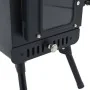 Estufa leña de tienda con chimenea patas plegables acero negro de , Chimeneas - Ref: Foro24-4005748, Precio: 148,39 €, Descue...