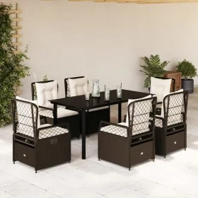 Set comedor de jardín 7 pzas con cojines ratán sintético marrón de , Conjuntos de jardín - Ref: Foro24-3262982, Precio: 776,5...