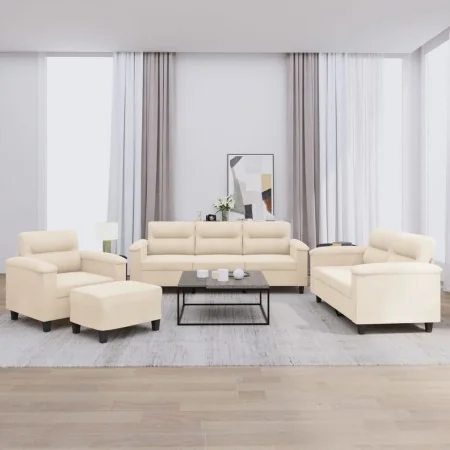 Juego de sofás con cojines 4 piezas tela microfibra beige von , Sofas - Ref: Foro24-3202301, Preis: 855,97 €, Rabatt: %