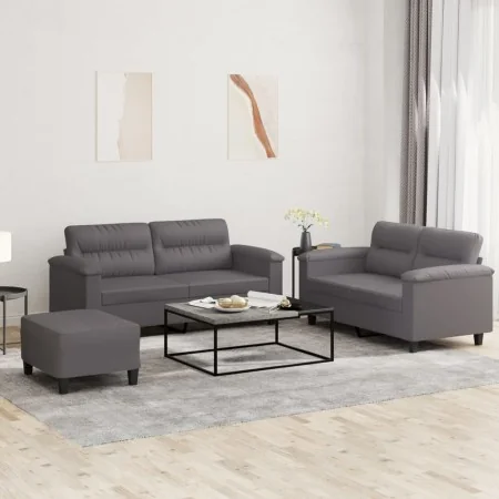 Juego de sofás con cojines 3 piezas cuero sintético gris de , Sofás - Ref: Foro24-3202369, Precio: 501,30 €, Descuento: %