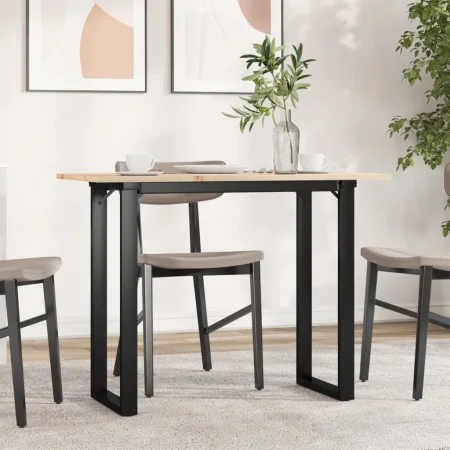 Mesa de comedor marco O madera maciza pino y acero 100x50x75cm de , Mesas de cocina y de comedor - Ref: Foro24-3282675, Preci...