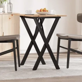 Mesa de comedor marco X madera maciza pino y acero 80x50x75 cm by , Kitchen and dining tables - Ref: Foro24-3282694, Price: 6...