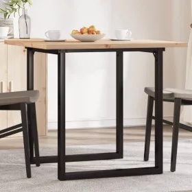 Mesa de comedor marco O madera maciza pino y acero 80x80x75,5cm de , Mesas de cocina y de comedor - Ref: Foro24-3282739, Prec...
