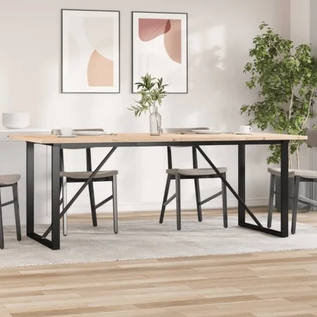 Mesa de comedor marco O madera maciza pino acero 200x100x75,5cm de , Mesas de cocina y de comedor - Ref: Foro24-3282745, Prec...