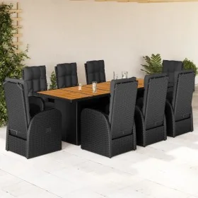 Set de comedor de jardín 9 pzas y cojines ratán sintético negro by , Garden sets - Ref: Foro24-3277630, Price: 1,00 €, Discou...
