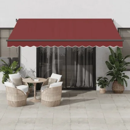 Toldo retráctil automático con LEDs color burdeos 400x350 cm de , Toldos - Ref: Foro24-3215001, Precio: 936,70 €, Descuento: %