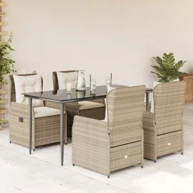 Set comedor de jardín 5 pzas con cojines ratán sintético beige de , Conjuntos de jardín - Ref: Foro24-3262885, Precio: 530,75...
