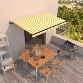 Toldo retráctil automático amarillo y blanco 400x350 cm by , Awnings - Ref: Foro24-3069188, Price: 444,20 €, Discount: %