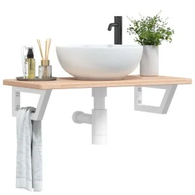 Estante de lavabo de pared de acero y madera maciza de roble de , Tocadores de baño - Ref: Foro24-3302330, Precio: 66,65 €, D...