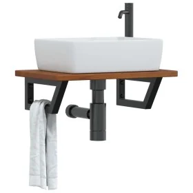 Estante de lavabo de pared de acero y madera maciza de roble by , bathroom vanities - Ref: Foro24-3302351, Price: 76,16 €, Di...