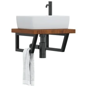 Estante de lavabo de pared de acero y madera maciza de roble by , bathroom vanities - Ref: Foro24-3302415, Price: 103,89 €, D...