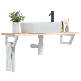 Estante de lavabo de pared de acero y madera maciza de roble de , Tocadores de baño - Ref: Foro24-3302550, Precio: 81,38 €, D...