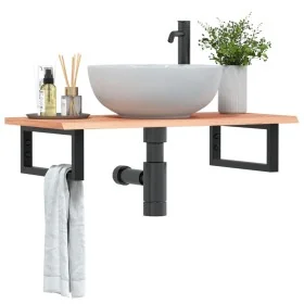 Estante de lavabo de pared de acero y madera maciza de roble de , Tocadores de baño - Ref: Foro24-3302565, Precio: 86,25 €, D...