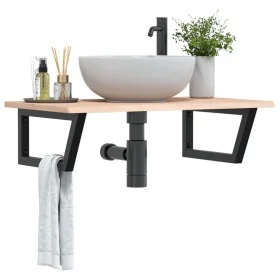 Estante de lavabo de pared de acero y madera maciza de roble de , Tocadores de baño - Ref: Foro24-3302599, Precio: 88,44 €, D...