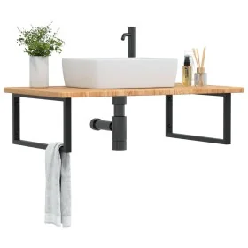 Estante de lavabo de pared de acero y madera maciza de roble by , bathroom vanities - Ref: Foro24-3302481, Price: 117,65 €, D...