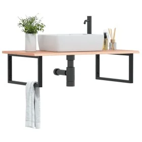Estante de lavabo de pared de acero y madera maciza de roble by , bathroom vanities - Ref: Foro24-3302649, Price: 100,67 €, D...