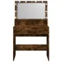 Tocador con luces LED color roble ahumado 80x41x134,5 cm de , Tocadores para dormitorios - Ref: Foro24-848189, Precio: 133,18...