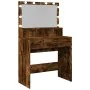 Tocador con luces LED color roble ahumado 80x41x134,5 cm de , Tocadores para dormitorios - Ref: Foro24-848189, Precio: 133,18...