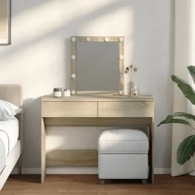 Tocador con LED color roble Sonoma 100x40x130 cm de , Tocadores para dormitorios - Ref: Foro24-848194, Precio: 122,42 €, Desc...