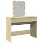 Tocador con LED color roble Sonoma 100x40x130 cm de , Tocadores para dormitorios - Ref: Foro24-848194, Precio: 122,42 €, Desc...