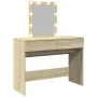 Tocador con LED color roble Sonoma 100x40x130 cm de , Tocadores para dormitorios - Ref: Foro24-848194, Precio: 122,42 €, Desc...