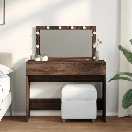 Tocador con luces LED marrón roble 100x40x120 cm de , Tocadores para dormitorios - Ref: Foro24-848212, Precio: 149,91 €, Desc...