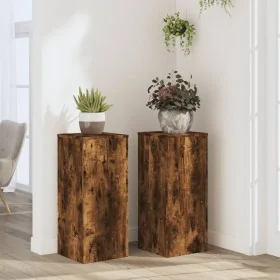 Soportes de plantas 2 uds madera roble ahumado 30x30x70 cm de , Soportes para macetas - Ref: Foro24-852928, Precio: 76,13 €, ...