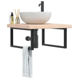 Estante de lavabo de pared de acero y madera maciza de roble de , Tocadores de baño - Ref: Foro24-3302469, Precio: 121,06 €, ...