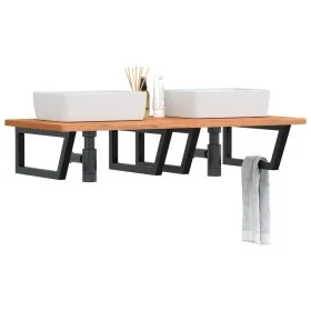 Estante de lavabo de pared de acero y madera maciza de haya de , Tocadores de baño - Ref: Foro24-3302455, Precio: 142,55 €, D...