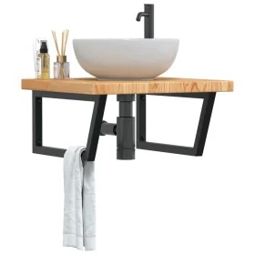 Estante de lavabo de pared de acero y madera maciza de roble de , Tocadores de baño - Ref: Foro24-3302495, Precio: 131,44 €, ...