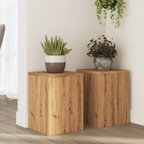 Soportes de plantas 2 uds madera roble artisian 25x25x35 cm de , Soportes para macetas - Ref: Foro24-852914, Precio: 51,45 €,...